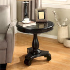 Table d'appoint piédestal ronde en bois René avec pieds à volutes