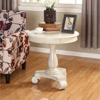 Table d'appoint piédestal ronde en bois René avec pieds à volutes