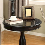 Table d'appoint piédestal ronde en bois René avec pieds à volutes