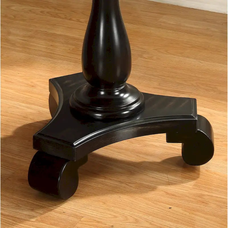 Table d'appoint piédestal ronde en bois René avec pieds à volutes