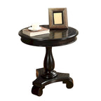 Table d'appoint piédestal ronde en bois René avec pieds à volutes