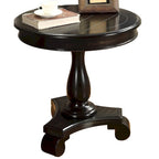 Table d'appoint piédestal ronde en bois René avec pieds à volutes