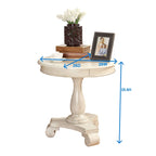 Table d'appoint piédestal ronde en bois René avec pieds à volutes