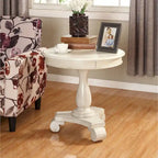 Table d'appoint piédestal ronde en bois René avec pieds à volutes