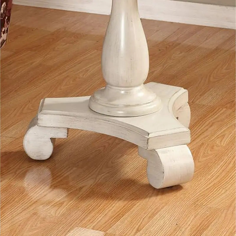 Table d'appoint piédestal ronde en bois René avec pieds à volutes