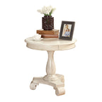 Table d'appoint piédestal ronde en bois René avec pieds à volutes