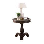 Table d'appoint piédestal ronde en bois René avec pieds à volutes