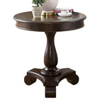 Table d'appoint piédestal ronde en bois René avec pieds à volutes