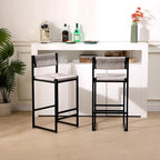Tabourets de bar hauteur comptoir, lot de 2, chaises d'îlot de cuisine avec dossier, chaises de salle à manger sans accoudoirs avec tissage à la main