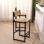 Tabourets de bar hauteur comptoir, lot de 2, chaises d'îlot de cuisine avec dossier, chaises de salle à manger sans accoudoirs avec tissage à la main