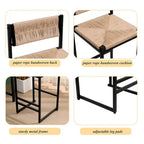 Tabourets de bar hauteur comptoir, lot de 2, chaises d'îlot de cuisine avec dossier, chaises de salle à manger sans accoudoirs avec tissage à la main