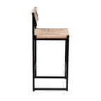 Tabourets de bar hauteur comptoir, lot de 2, chaises d'îlot de cuisine avec dossier, chaises de salle à manger sans accoudoirs avec tissage à la main