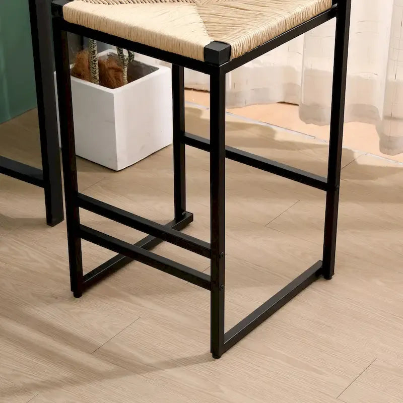 Tabourets de bar hauteur comptoir, lot de 2, chaises d'îlot de cuisine avec dossier, chaises de salle à manger sans accoudoirs avec tissage à la main