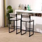 Tabourets de bar hauteur comptoir, lot de 2, chaises d'îlot de cuisine avec dossier, chaises de salle à manger sans accoudoirs avec tissage à la main