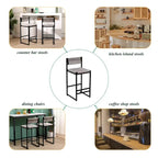 Tabourets de bar hauteur comptoir, lot de 2, chaises d'îlot de cuisine avec dossier, chaises de salle à manger sans accoudoirs avec tissage à la main