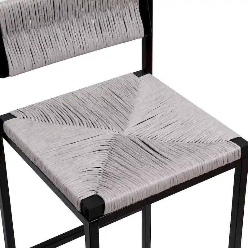 Tabourets de bar hauteur comptoir, lot de 2, chaises d'îlot de cuisine avec dossier, chaises de salle à manger sans accoudoirs avec tissage à la main