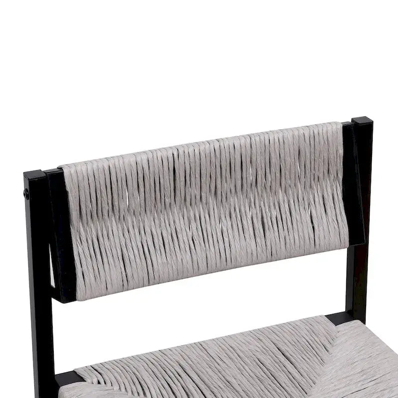 Tabourets de bar hauteur comptoir, lot de 2, chaises d'îlot de cuisine avec dossier, chaises de salle à manger sans accoudoirs avec tissage à la main