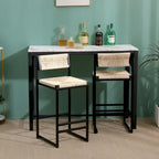 Tabourets de bar hauteur comptoir, lot de 2, chaises d'îlot de cuisine avec dossier, chaises de salle à manger sans accoudoirs avec tissage à la main