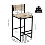 Tabourets de bar hauteur comptoir, lot de 2, chaises d'îlot de cuisine avec dossier, chaises de salle à manger sans accoudoirs avec tissage à la main