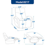 Fauteuil inclinable électrique en cuir véritable bleu avec fonction pivotante et port de chargement USB