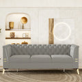 Canapé Chesterfield 3 places 82 en velours avec pieds en métal doré, éponge haute résilience et coussins amovibles