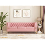 Canapé Chesterfield 3 places 82 en velours avec pieds en métal doré, éponge haute résilience et coussins amovibles