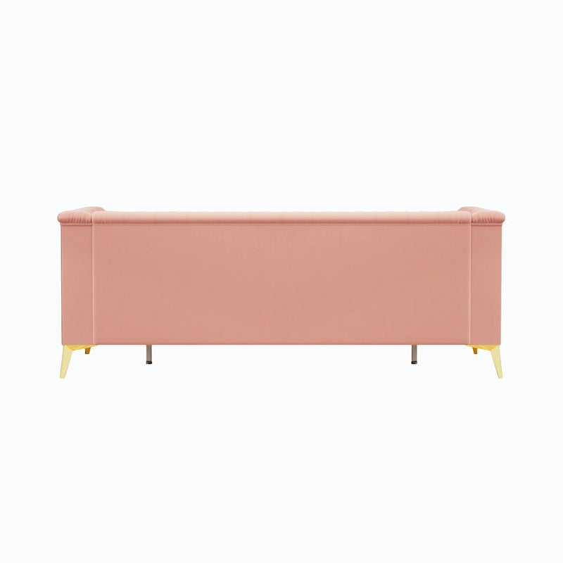 Canapé Chesterfield 3 places 82 en velours avec pieds en métal doré, éponge haute résilience et coussins amovibles