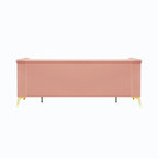 Canapé Chesterfield 3 places 82 en velours avec pieds en métal doré, éponge haute résilience et coussins amovibles