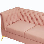 Canapé Chesterfield 3 places 82 en velours avec pieds en métal doré, éponge haute résilience et coussins amovibles
