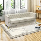 Canapé Chesterfield 3 places 82 en velours avec pieds en métal doré, éponge haute résilience et coussins amovibles