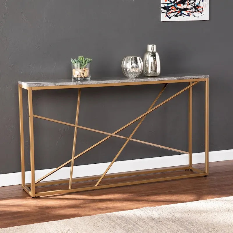 Console étroite effet marbre
