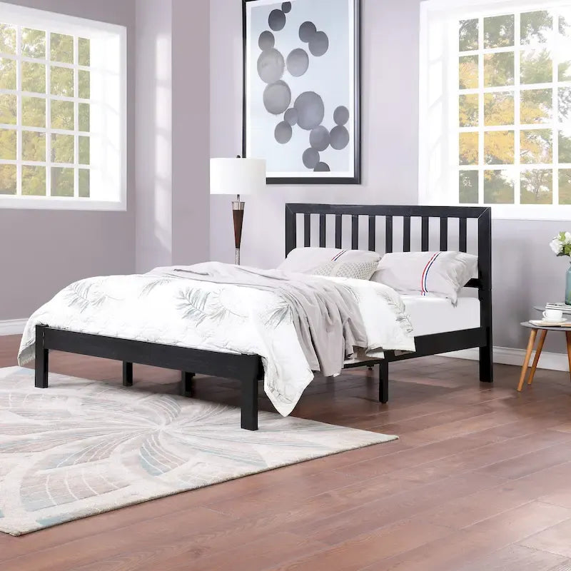 Lit Plateforme Queen en Bois d'Acacia Style Ferme Moderne par