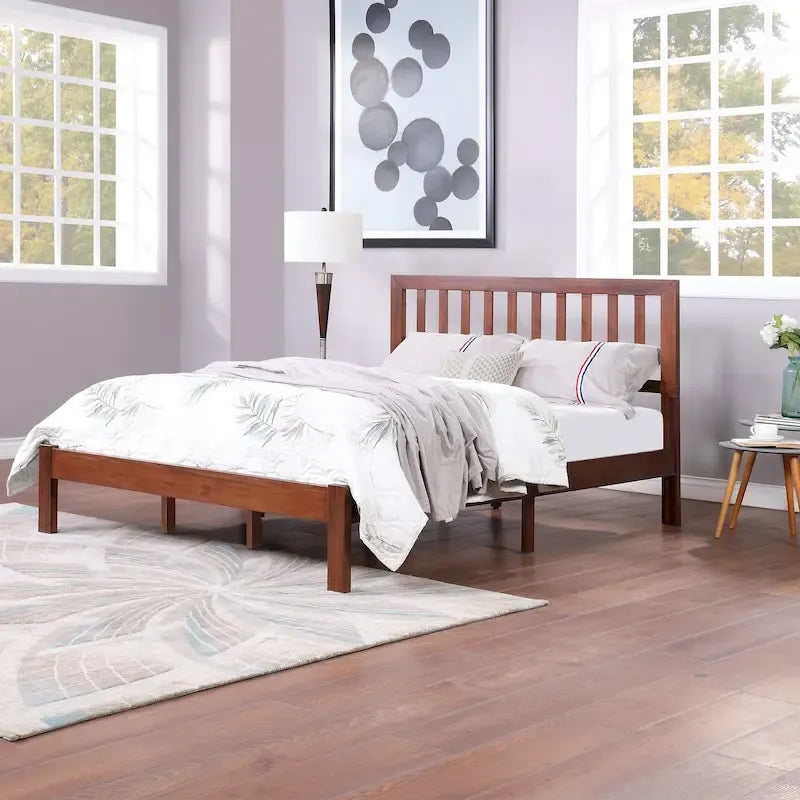 Lit Plateforme Queen en Bois d'Acacia Style Ferme Moderne par