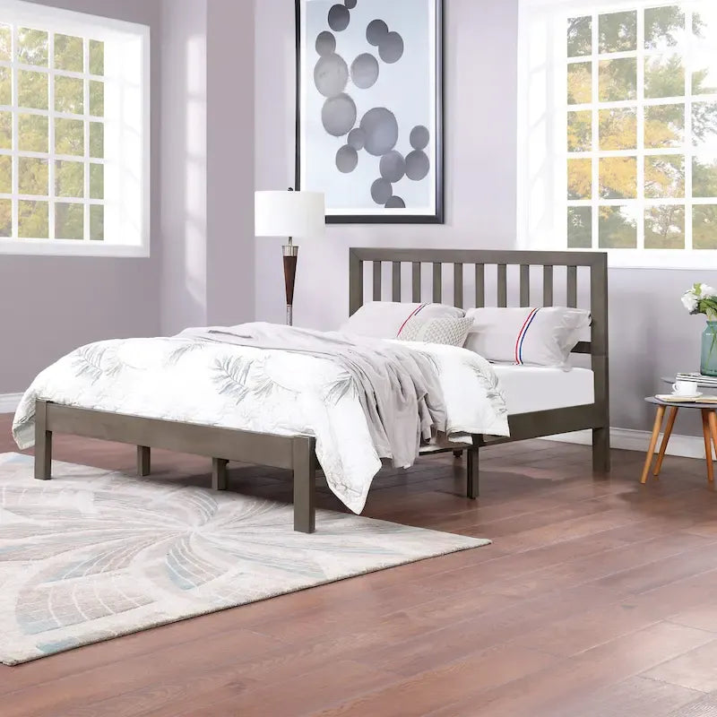 Lit Plateforme Queen en Bois d'Acacia Style Ferme Moderne par