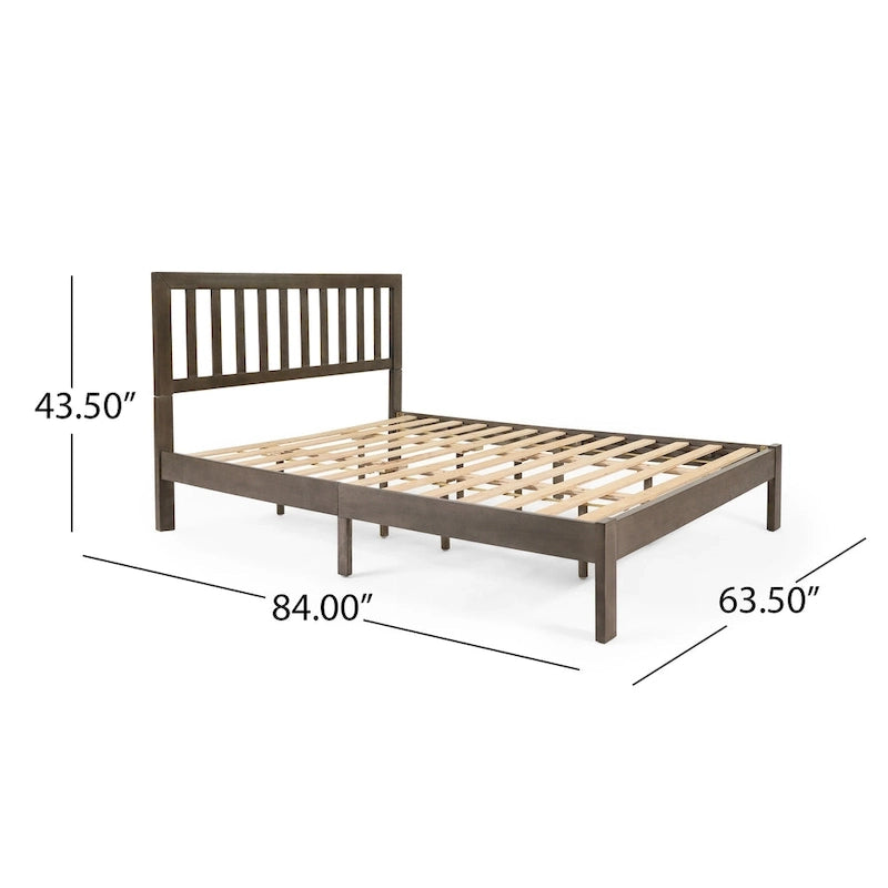 Lit Plateforme Queen en Bois d'Acacia Style Ferme Moderne par