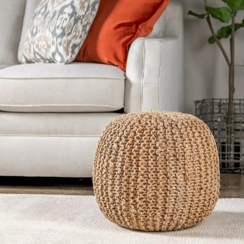 Pouf fait main Olivia Jute