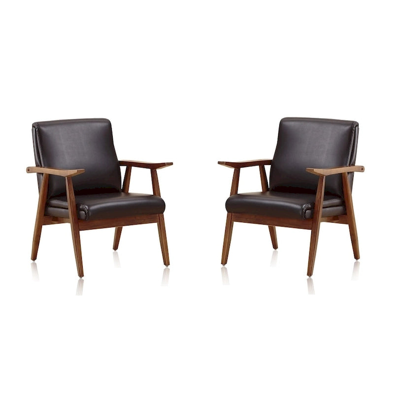  Amber Faux Leather Accent Chair (Set of 2)