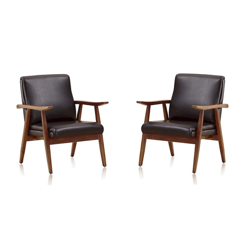  Amber Faux Leather Accent Chair (Set of 2)