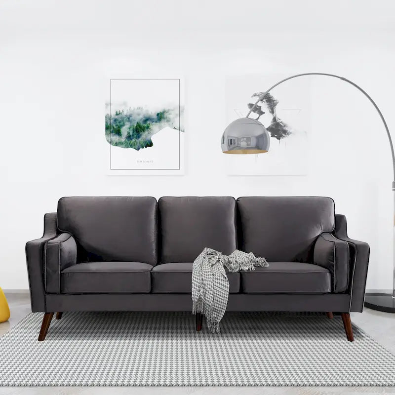 Canapé 3 places en velours avec coussin rembourré de 15 cm pour salon/appartement/bureau
