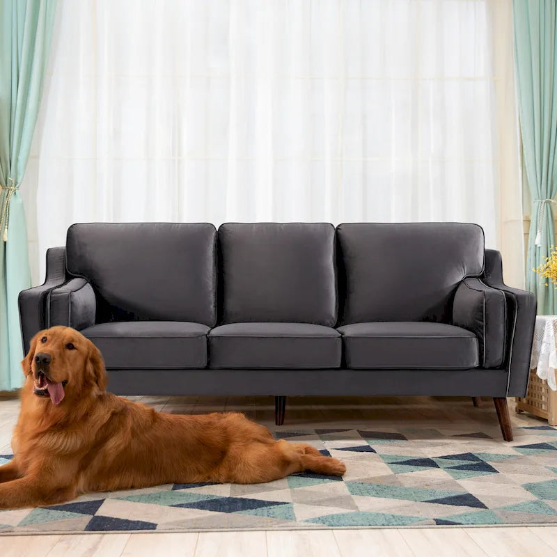Canapé 3 places en velours avec coussin rembourré de 15 cm pour salon/appartement/bureau