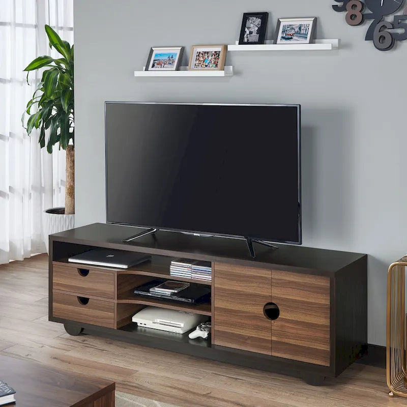 Kuutti Contemporary Brown 63-inch Multi-functional Storage TV Console by 