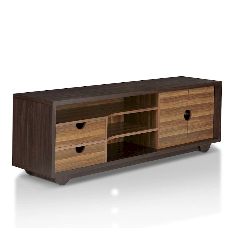 Meuble TV console multifonctionnel contemporain marron de 160 cm