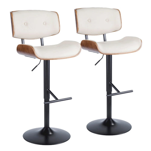 Tabouret de bar réglable avec repose-pieds droit en T (lot de 2)