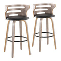   30 Fixed-Height Bar Stool with Bent Wood Legs & Round Footrest (Set of 2)