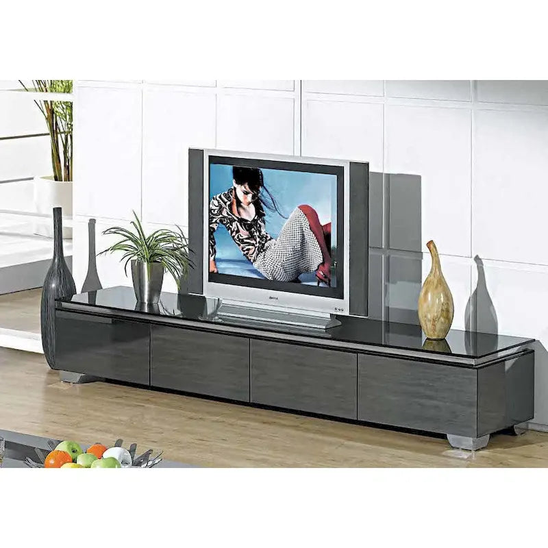  Grey and Mirrored Glass TV Entertainment Stand