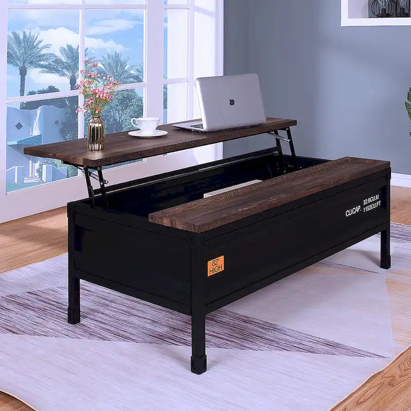 Orya Industrial Black 47-inch Steel Lift-Top Coffee Table by 