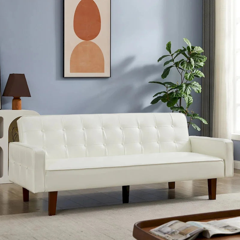 Canapé futon en PU pour salon, canapé-lit convertible en similicuir, capitonné, pour chambre à coucher