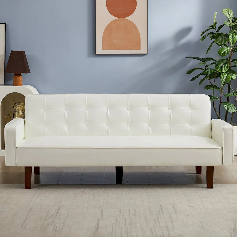 Canapé futon en PU pour salon, canapé-lit convertible en similicuir, capitonné, pour chambre à coucher