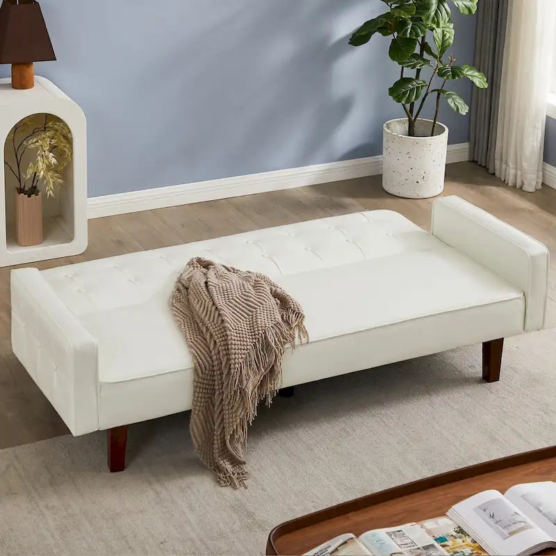 Canapé futon en PU pour salon, canapé-lit convertible en similicuir, capitonné, pour chambre à coucher