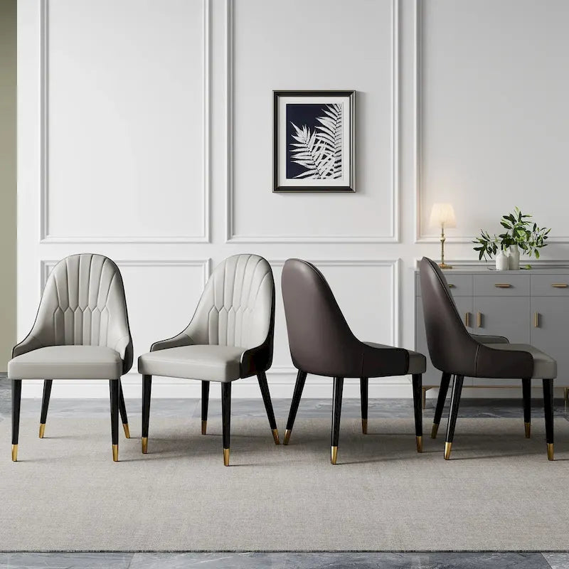 Dining Chair Modern Accent Chairs Faux Leather Side Chairs (Set of 4)